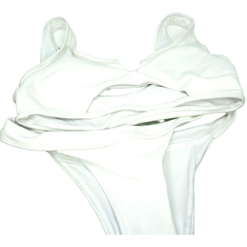 White Ribbed Bikini Set